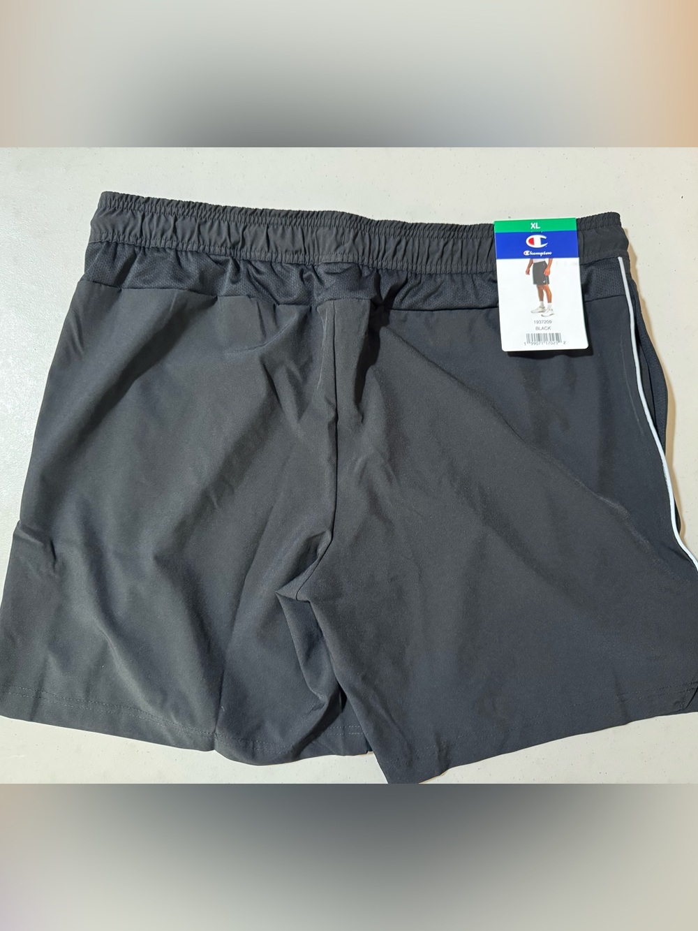 Champion Men's Active Drawstring Back Zipped Pocket Shorts Black XL